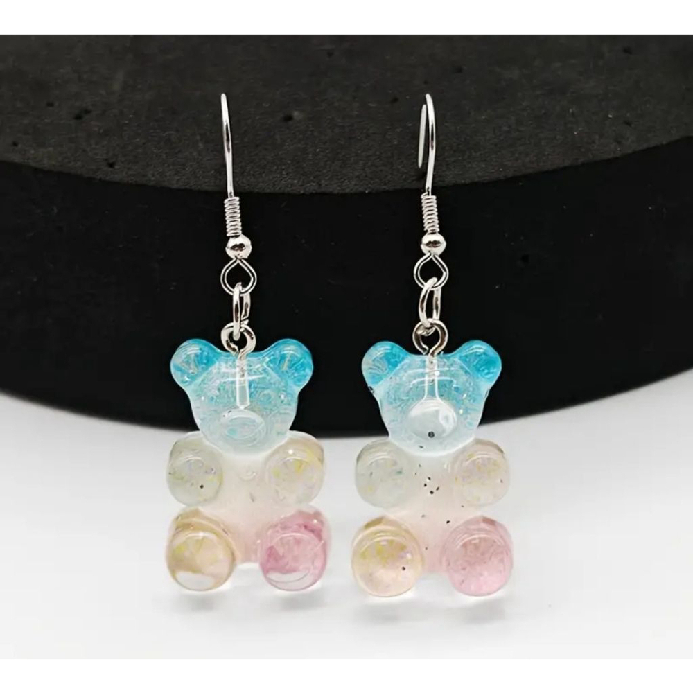Gummy Bear Earrings, Blue, Pink
